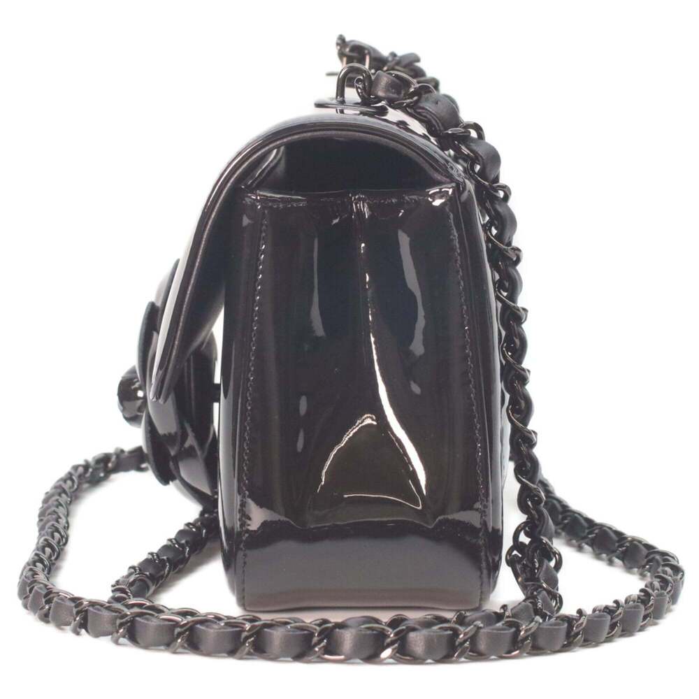 Chanel So Black AS4388 Single Flap Patent Camellia Small - Picture 2 of 9